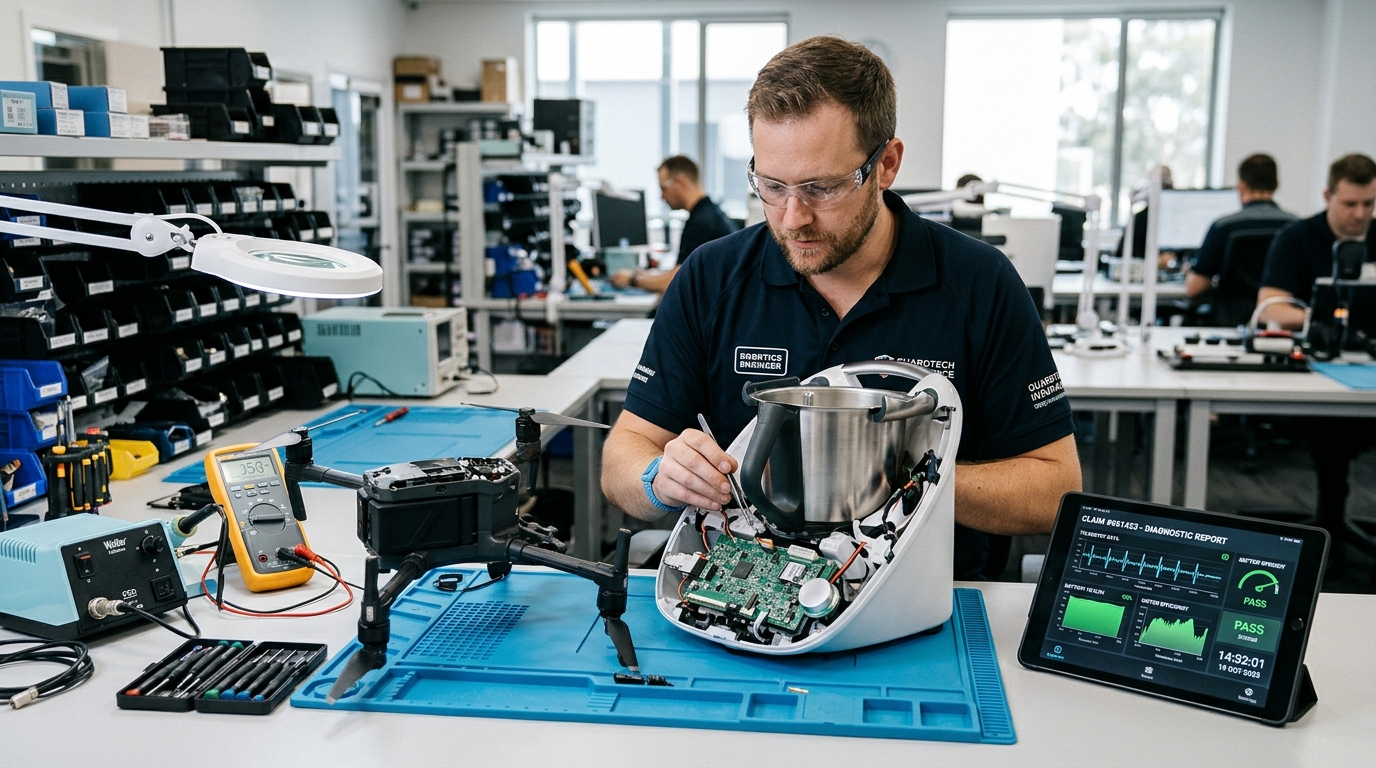 Triaje técnico de microelectrónica y diagnóstico para aseguradoras en Reparaturobot